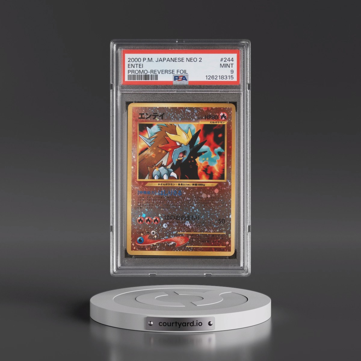 2000 Pokémon Neo 2 Promo #244 Entei - Reverse Foil (PSA 9 MINT)