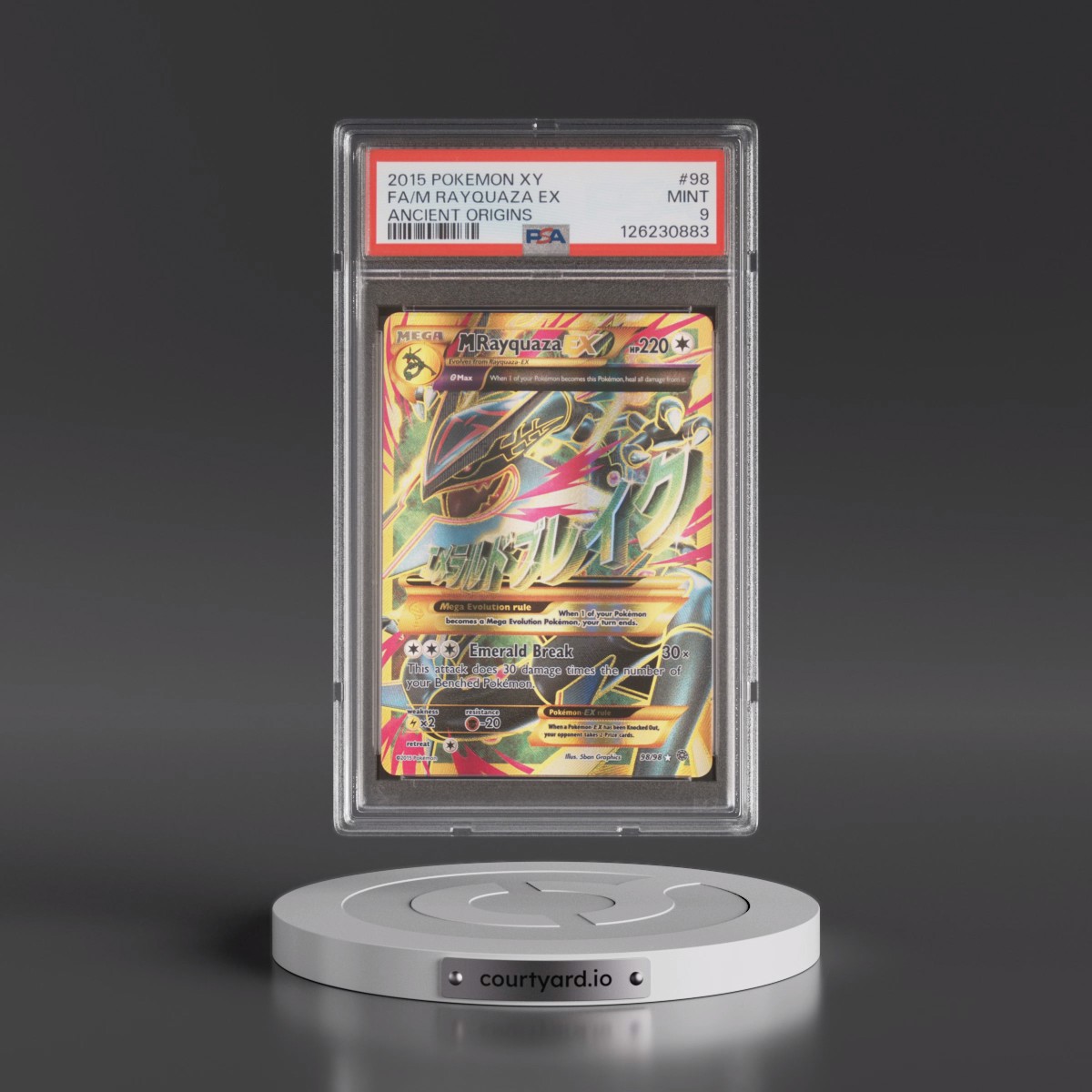 2015 Pokémon XY Ancient Origins #98 M Rayquaza EX - Holo Full Art (PSA 9 MINT)
