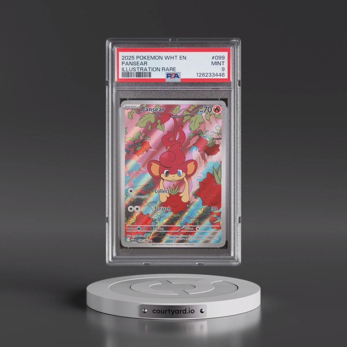 2025 Pokémon Wht EN-White Flare #099 Pansear - Illustration Rare (PSA 9 MINT)