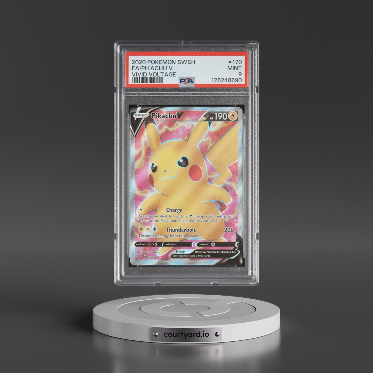 2020 Pokémon Sword & Shield Vivid Voltage #170 Pikachu V - Holo Full Art (PSA 9 MINT)