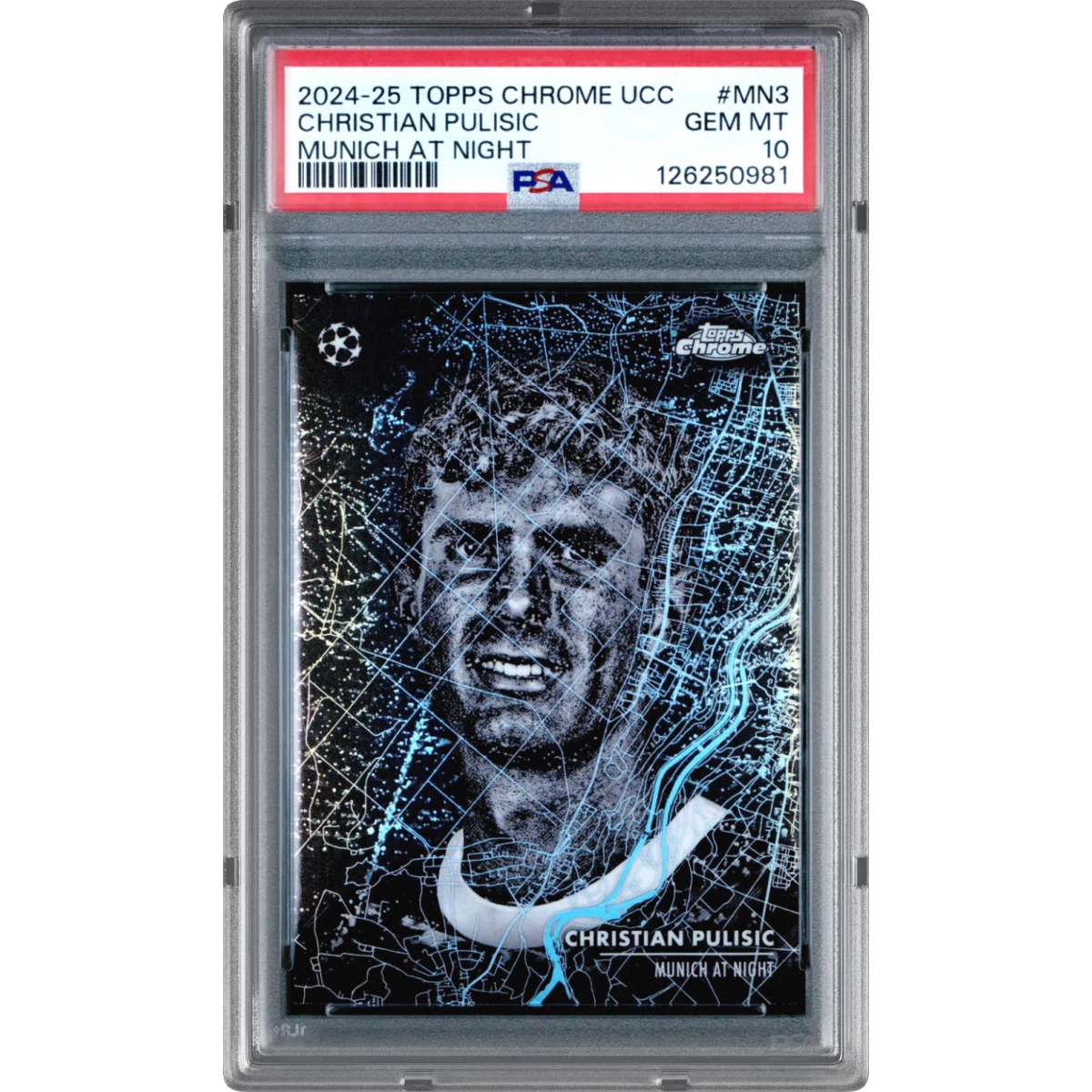 2024-25 Topps Chrome UEFA Club Competitions Munich at Night #MN3 Christian Pulisic, PSA 10
