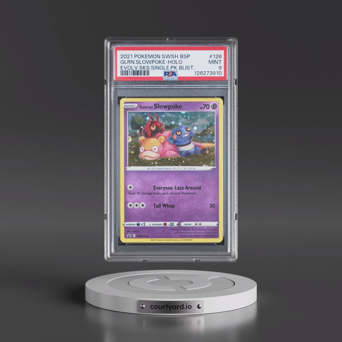 2021 Pokémon Swsh Black Star Promo #126 Galarian Slowpoke - Holo Evolving Skies Single Pack Blisters (PSA 9 MINT)