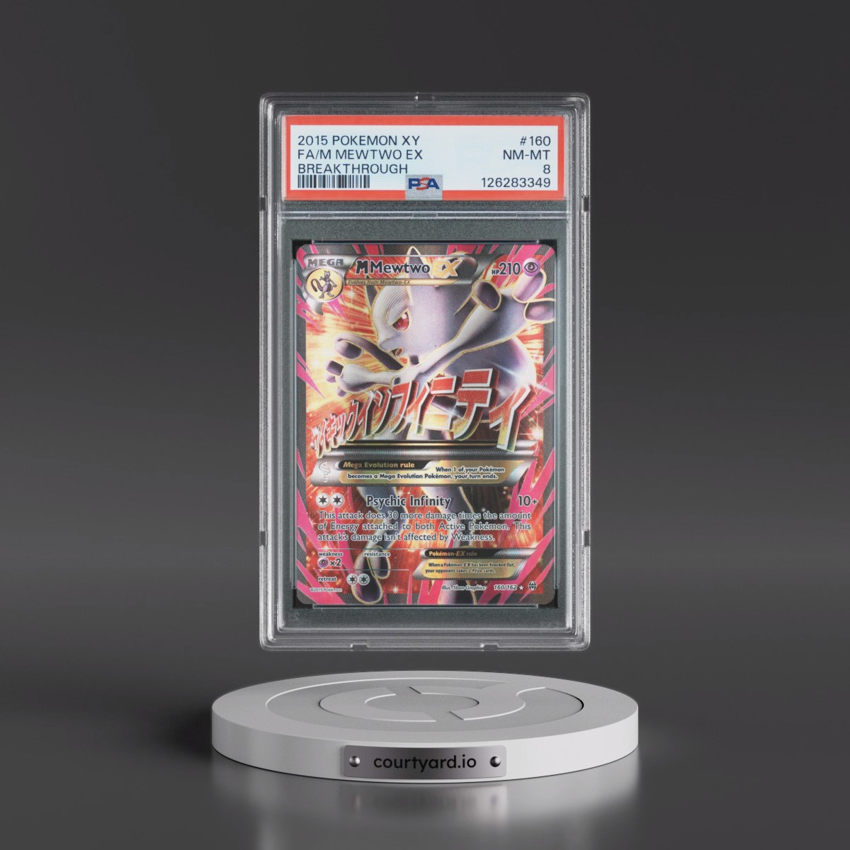 2015 Pokémon XY Breakthrough #160 M Mewtwo EX - Holo Full Art (PSA 8 NM-MT)