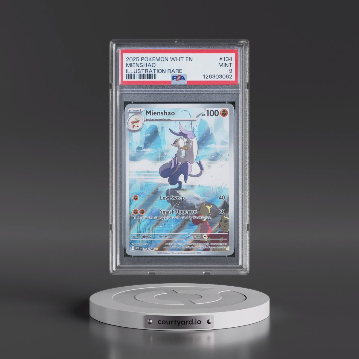 2025 Pokémon Wht EN-White Flare #134 Mienshao - Illustration Rare (PSA 9 MINT)