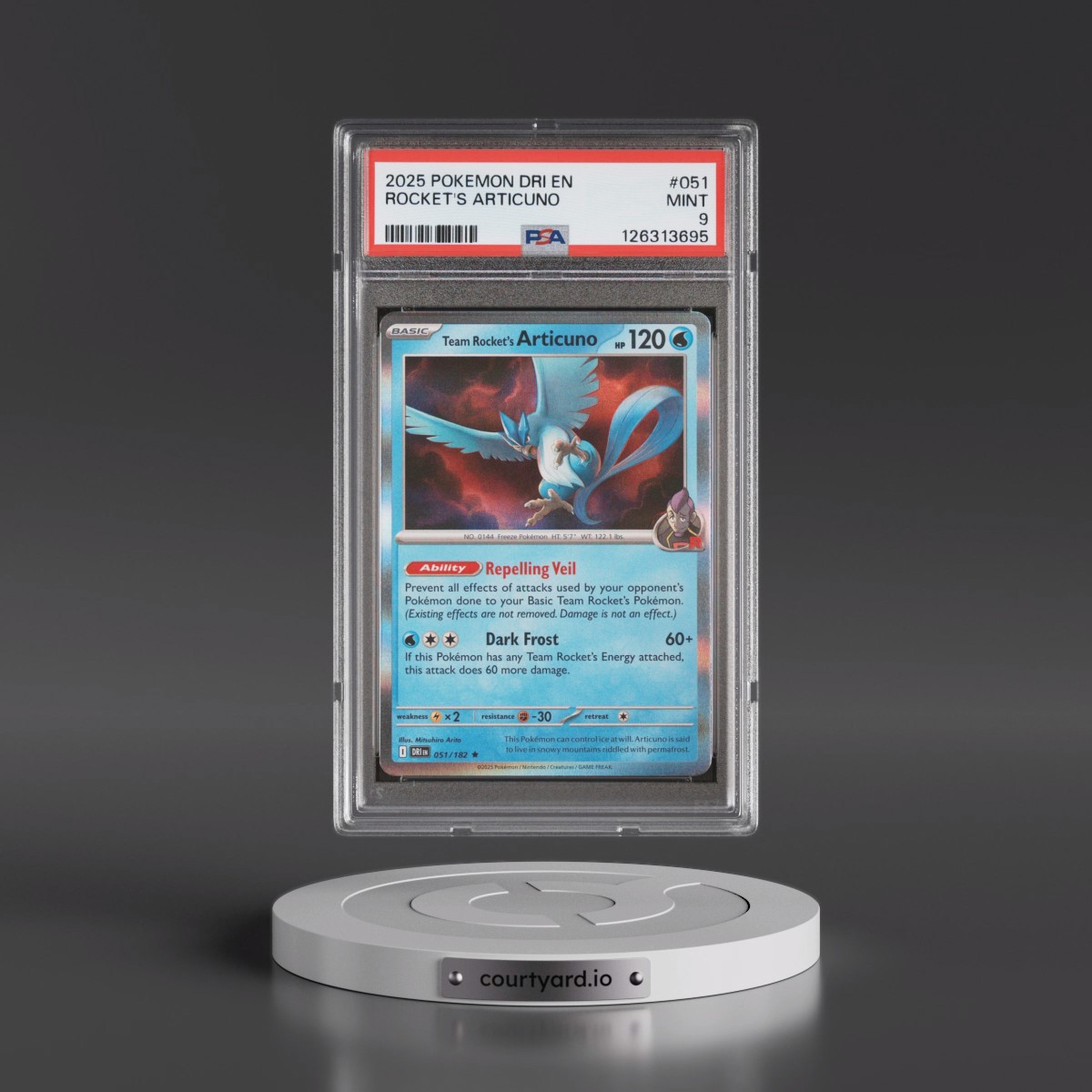2025 Pokémon Dri EN-Destined Rivals #051 Team Rocket's Articuno (PSA 9 MINT)