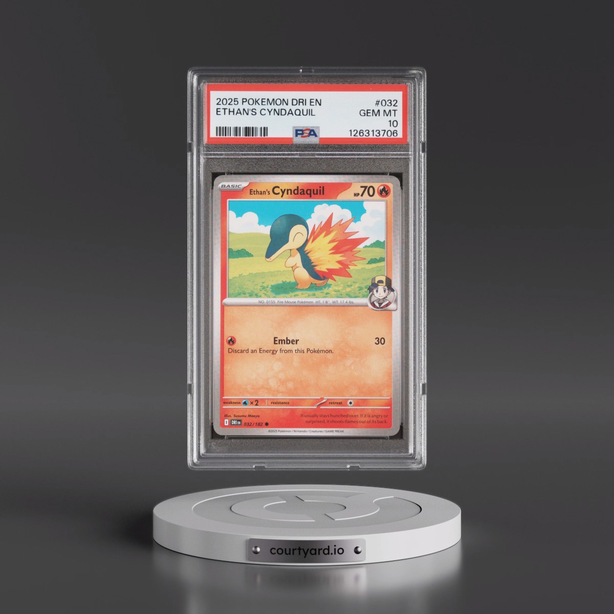 2025 Pokémon Dri EN-Destined Rivals #032 Ethan's Cyndaquil (PSA 10 GEM MINT)