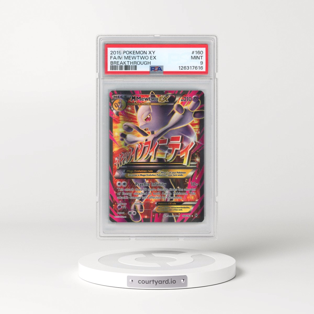 2015 Pokémon XY Breakthrough #160 M Mewtwo EX - Holo Full Art (PSA 9 MINT)