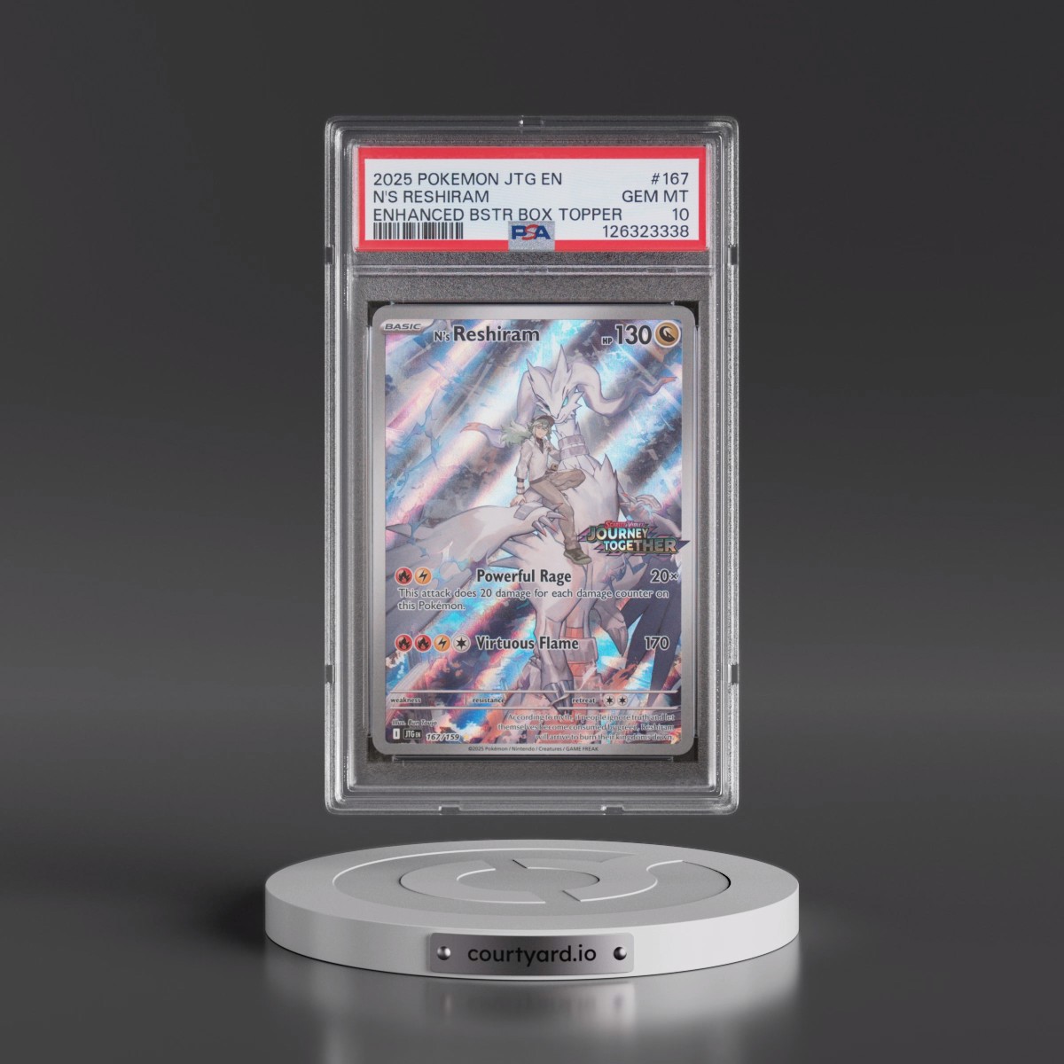 2025 Pokémon Jtg EN-Journey Together #167 N's Reshiram - Enhanced Booster Box Topper (PSA 10 GEM MINT)