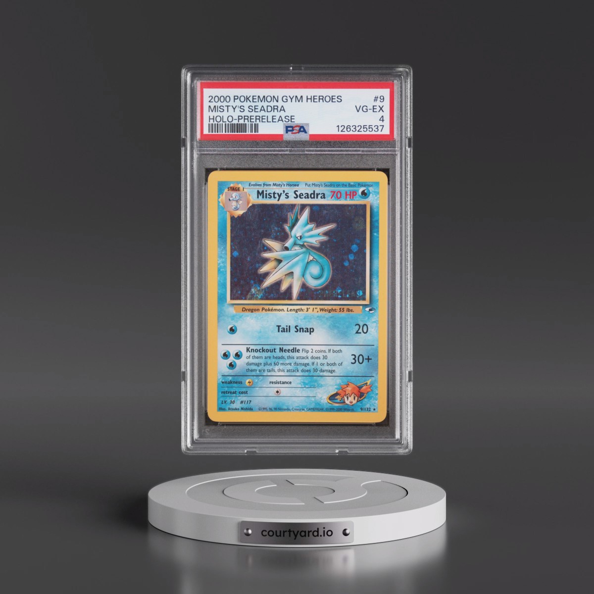 2000 Pokémon Gym Heroes #9 Misty's Seadra - Holo-Prerelease (PSA 4 VG-EX)