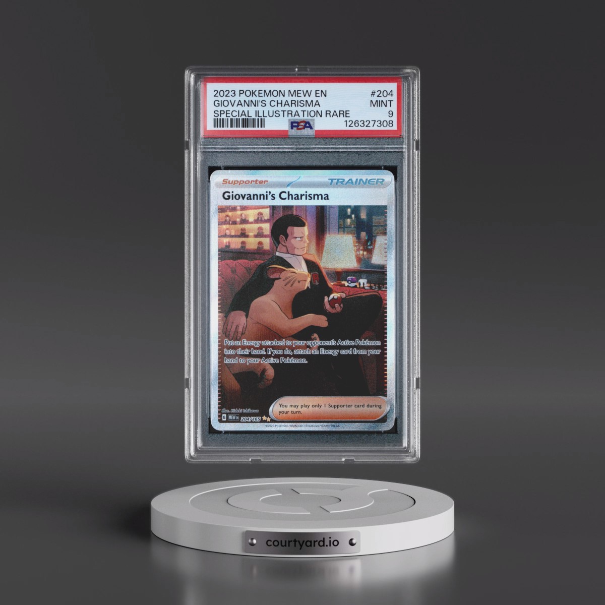 2023 Pokémon Mew EN-151 #204 Giovanni's Charisma - Special Illustration Rare (PSA 9 MINT)
