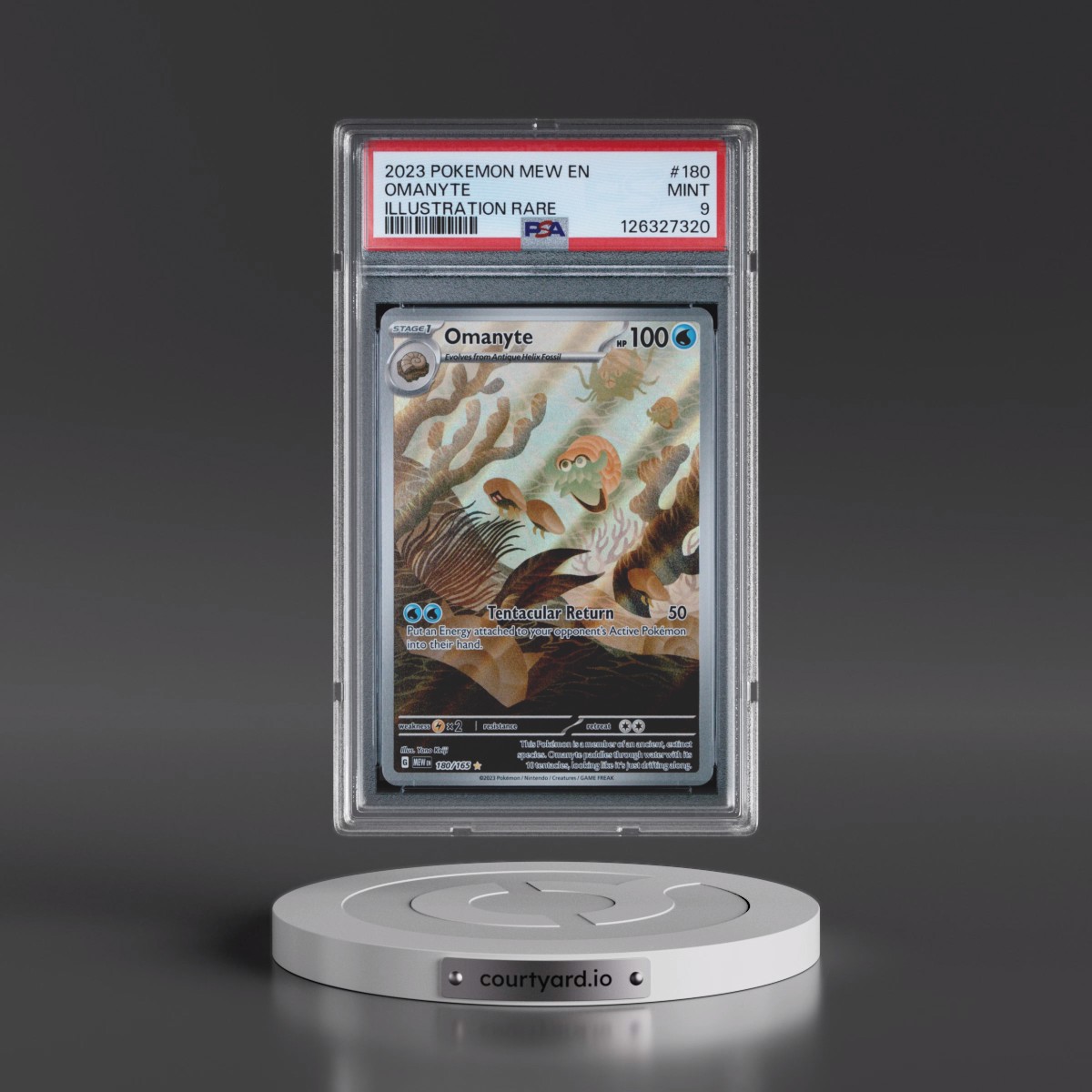 2023 Pokémon Mew EN-151 #180 Omanyte - Illustration Rare (PSA 9 MINT)