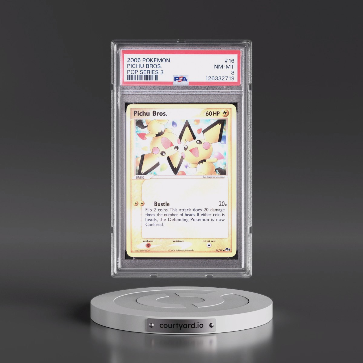 2006 Pokémon Pop Series 3 #16 Pichu Bros. (PSA 8 NM-MT)