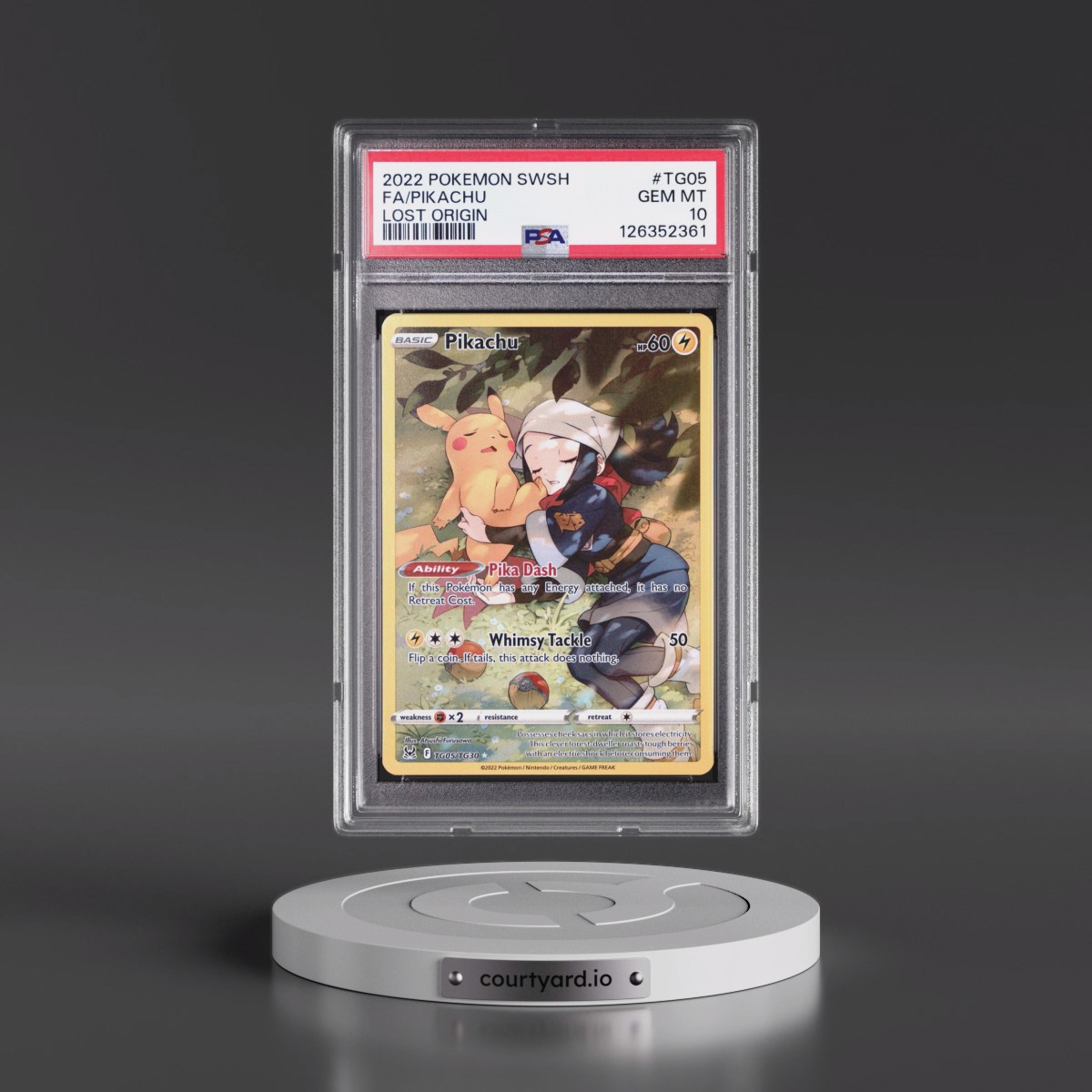 2022 Pokémon Sword & Shield Lost Origin #TG05 Pikachu - Full Art (PSA 10 GEM MINT)