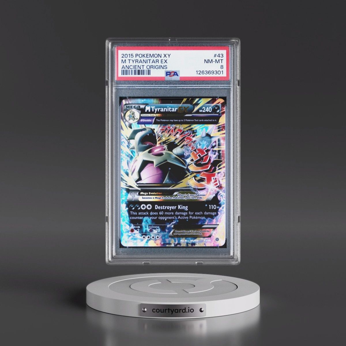 2015 Pokémon XY Ancient Origins #43 M Tyranitar EX - Holo (PSA 8 NM-MT)
