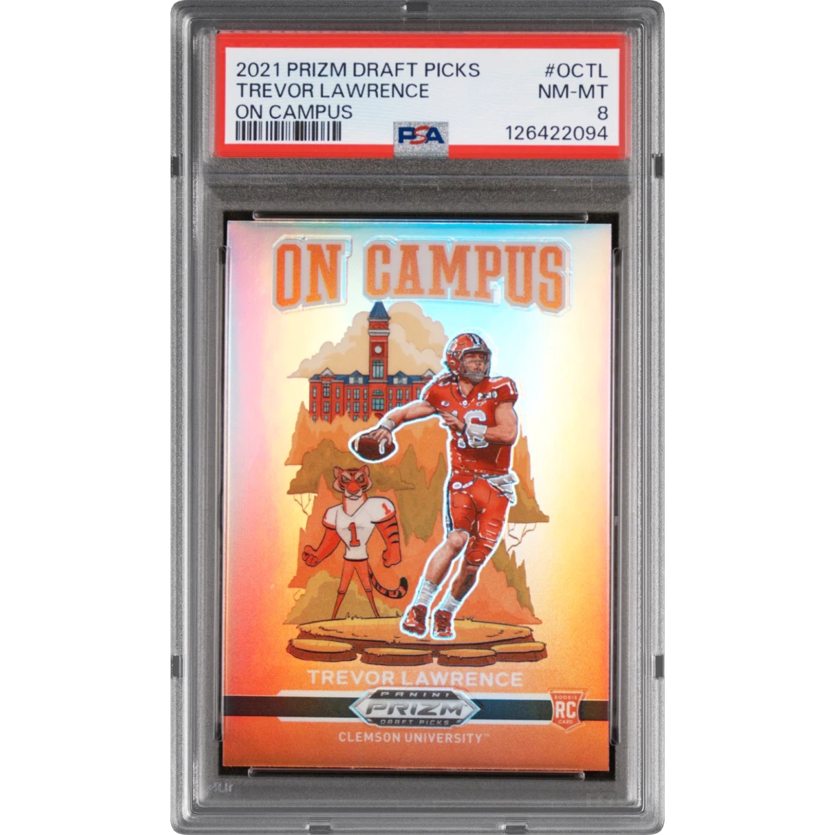 2021 Panini Prizm Draft Picks on Campus #OCTL Trevor Lawrence (PSA 8 NM-MT)