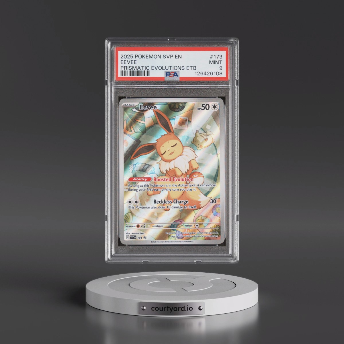 2025 Pokémon Svp EN-SV Black Star Promo #173 Eevee - Prismatic Evolutions Elite Trainer Box (PSA 9 MINT)