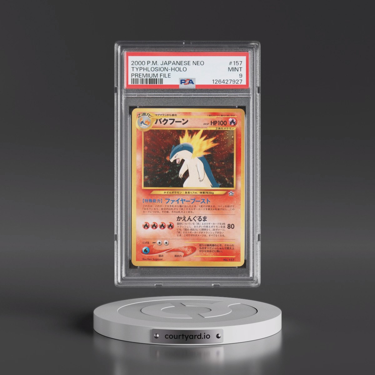 2000 Pokémon Neo #157 Typhlosion - Holo Premium File (PSA 9 MINT)