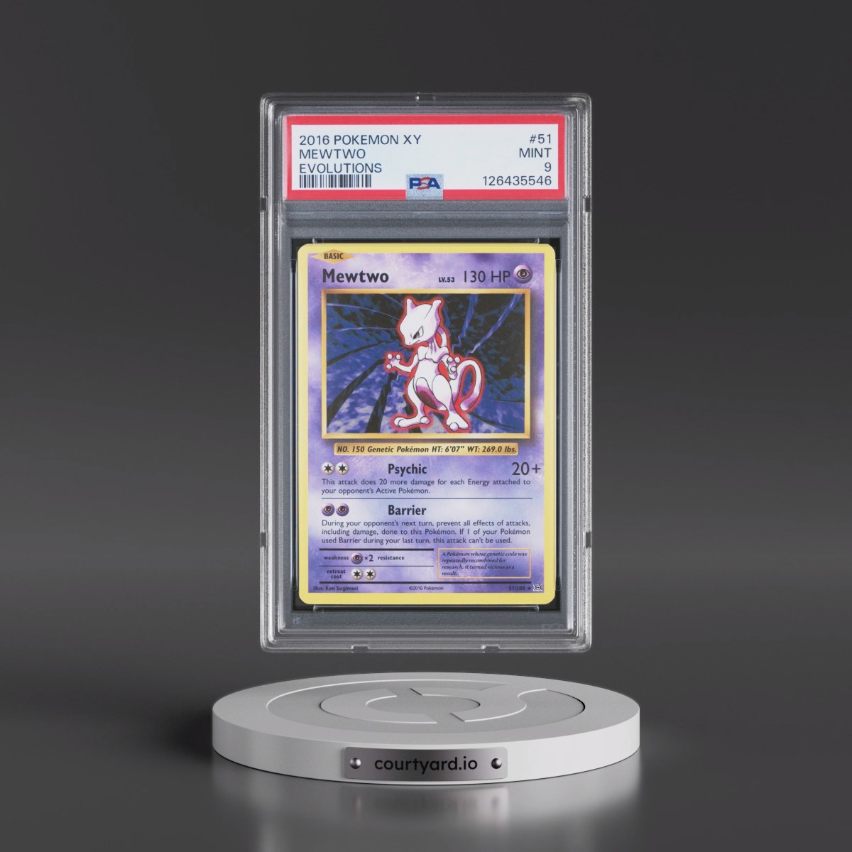 2016 Pokémon XY Evolutions #51 Mewtwo (PSA 9 MINT)
