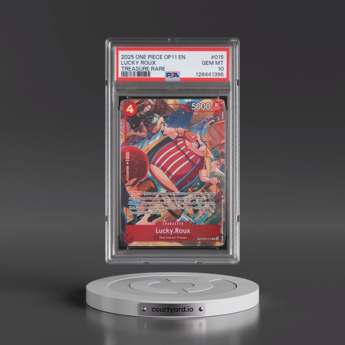 2025 One Piece OP11-A Fist of Divine Speed #015 Lucky Roux - Treasure Rare (PSA 10 GEM MINT)
