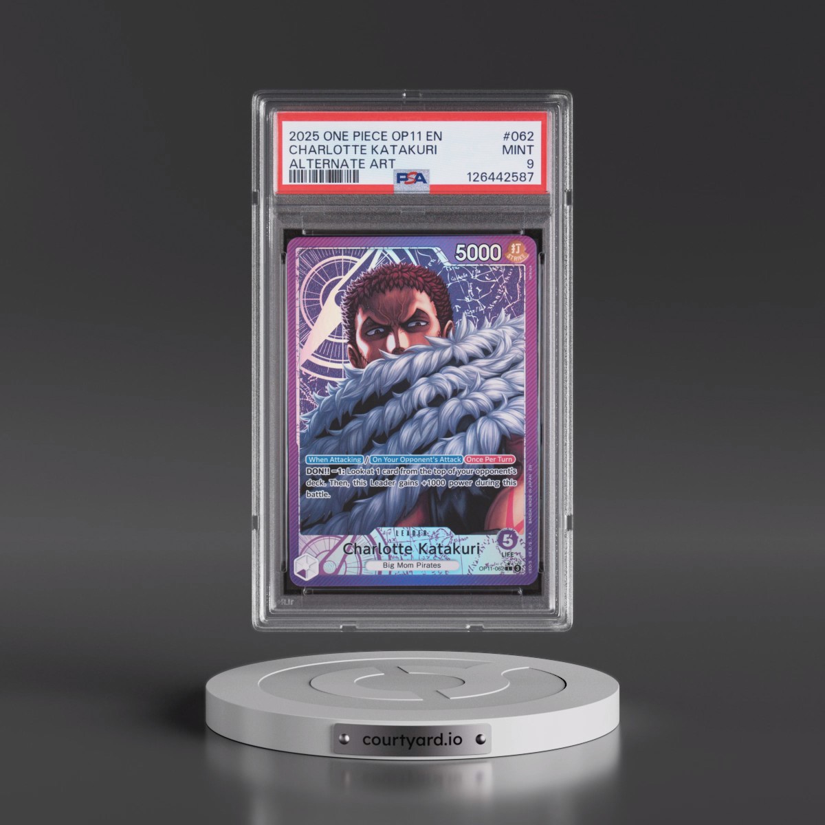 2025 One Piece OP11-A Fist of Divine Speed #062 Charlotte Katakuri - Alternate Art (PSA 9 MINT)