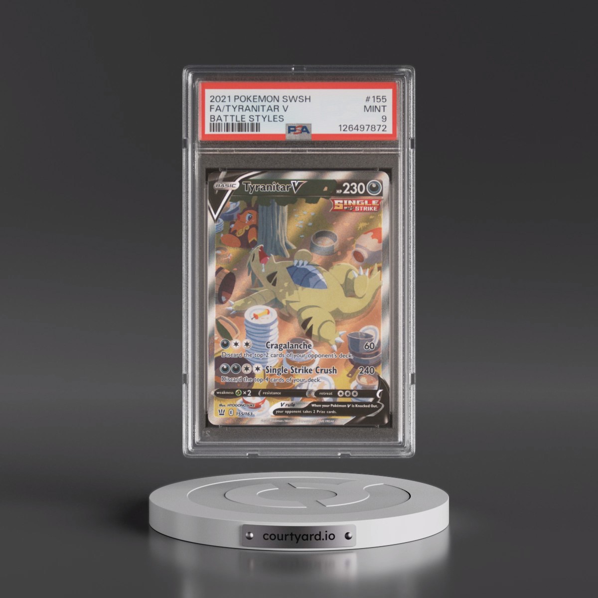 2021 Pokémon Sword & Shield Battle Styles #155 Tyranitar V - Holo Full Art (PSA 9 MINT)