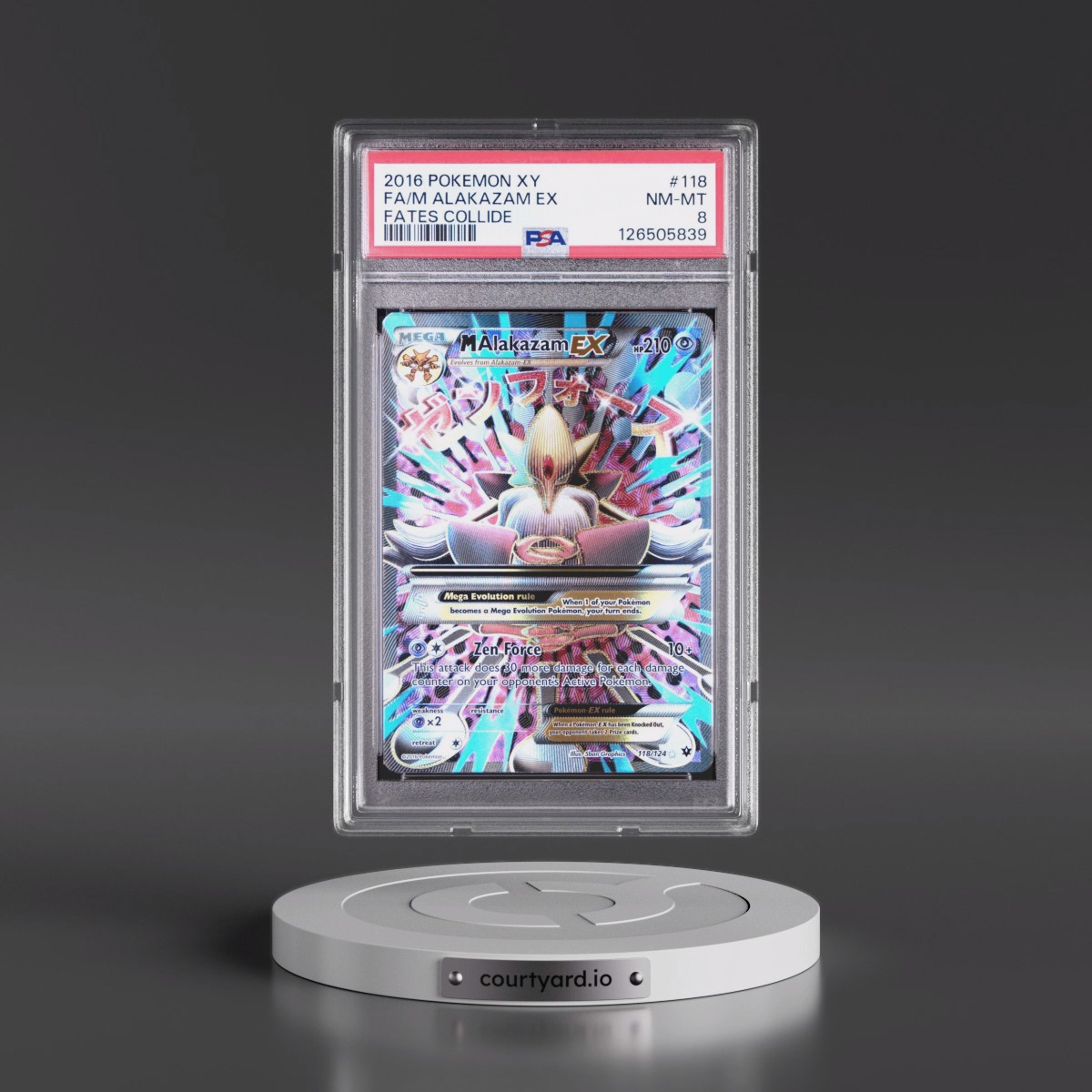 2016 Pokémon XY Fates Collide #118 M Alakazam EX - Holo Full Art (PSA 8 NM-MT)