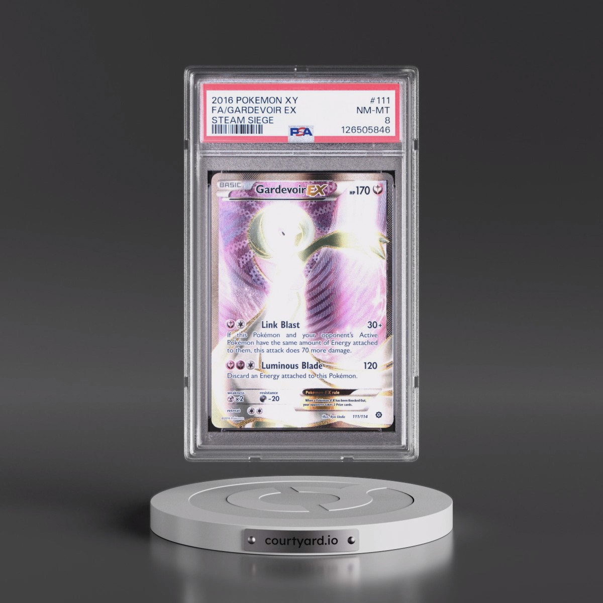 2016 Pokémon XY Steam Siege #111 Gardevoir EX - Holo Full Art (PSA 8 NM-MT)