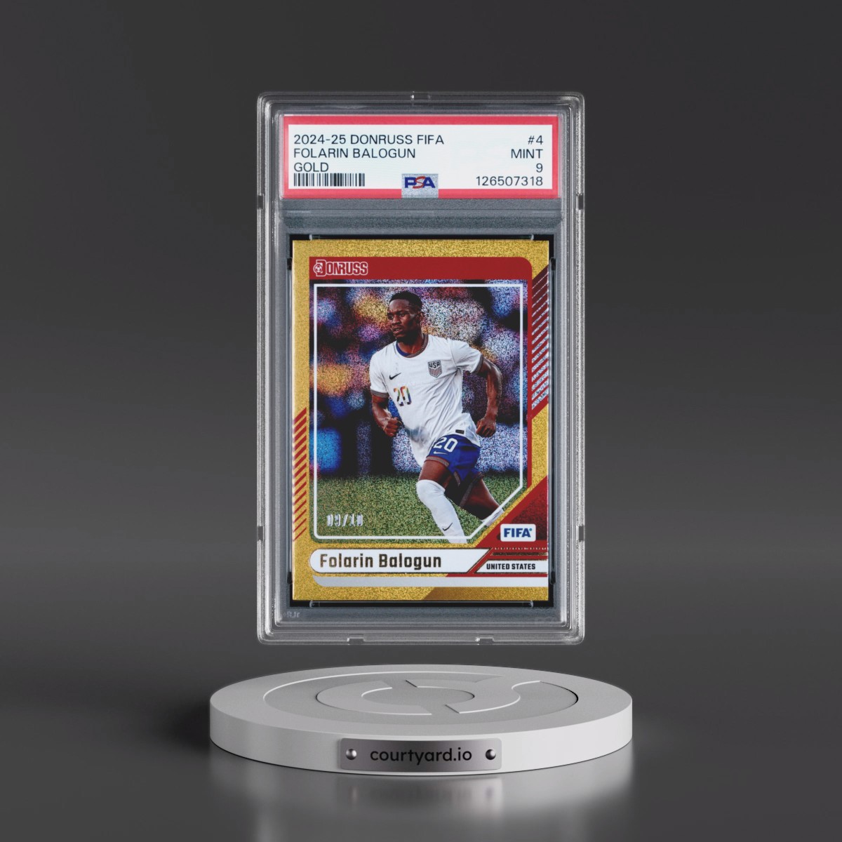 2024 Panini Donruss FIFA Folarin Balogun - Gold #4 PSA 9
