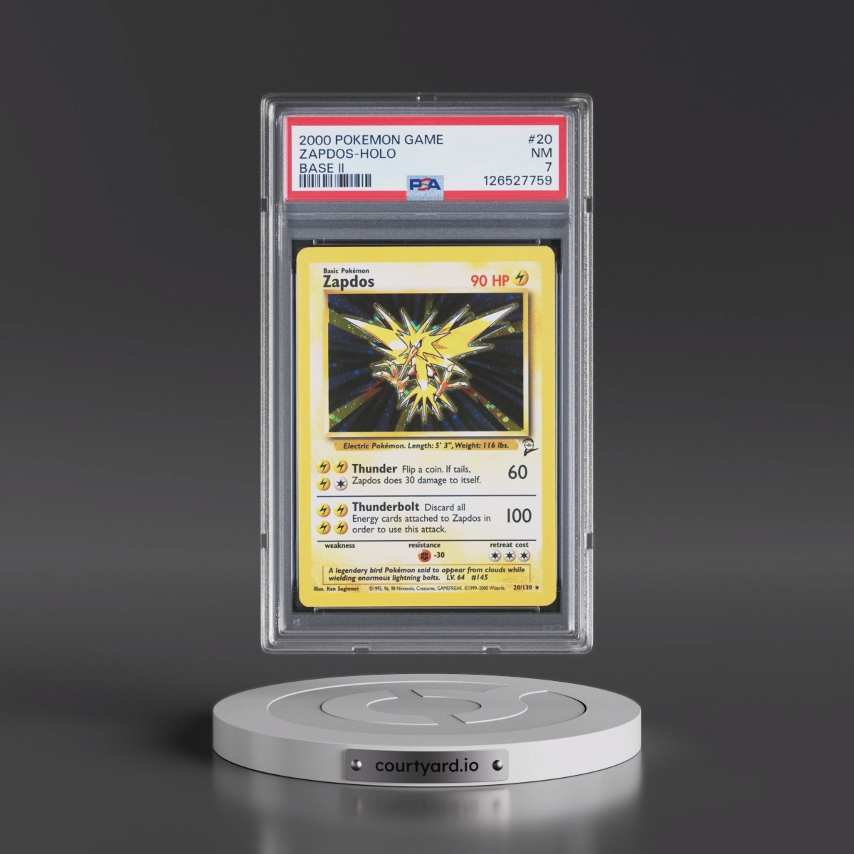 2000 Pokémon Game Base II #20 Zapdos - Holo (PSA 7 NM)
