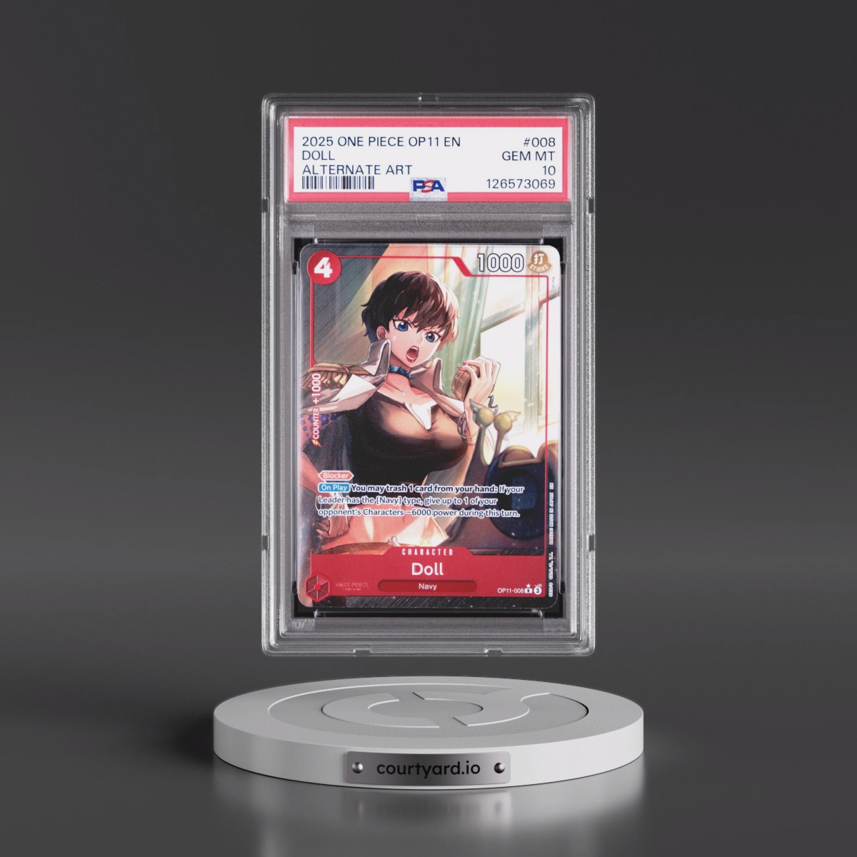 2025 One Piece OP11-A Fist of Divine Speed #008 Doll - Alternate Art (PSA 10 GEM MINT)