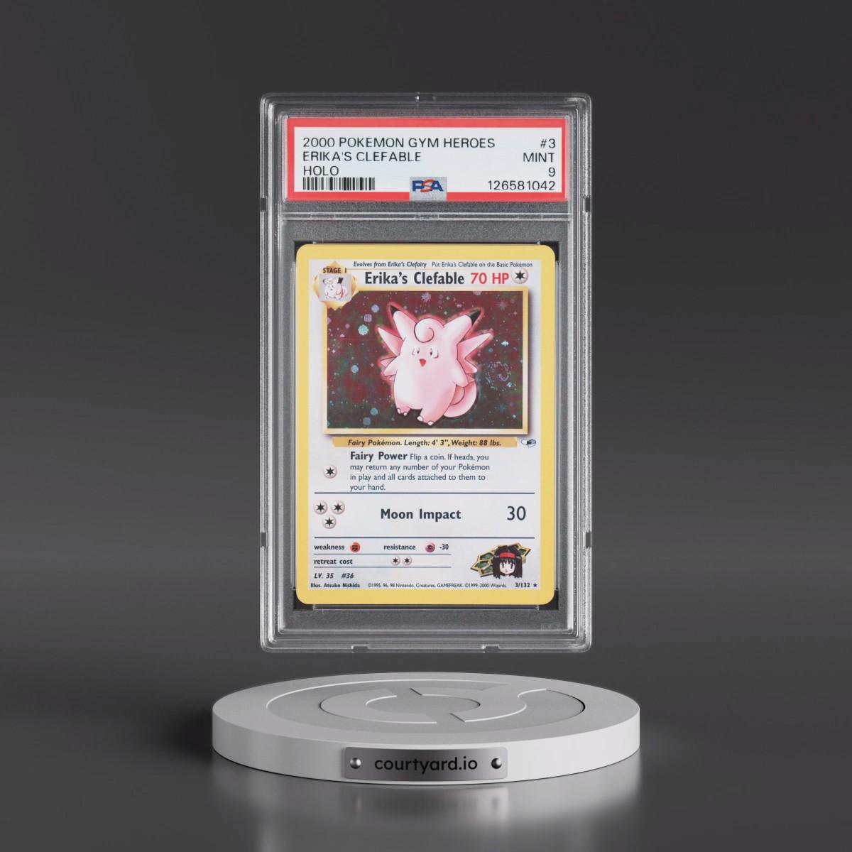 2000 Pokémon Gym Heroes #3 Erika's Clefable - Holo (PSA 9 MINT)