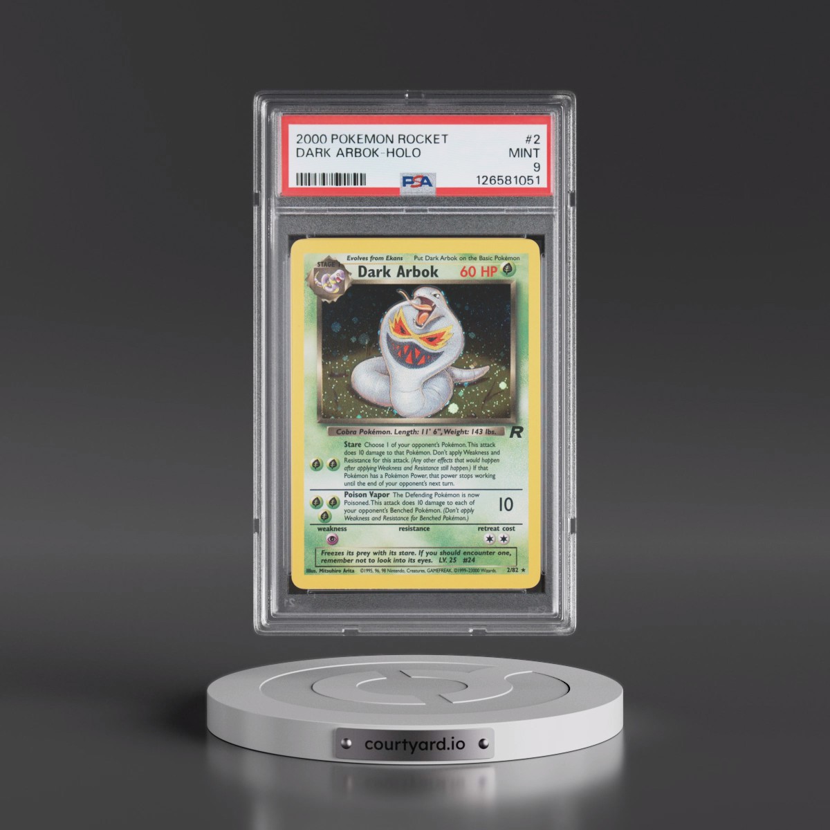 2000 Pokémon Rocket #2 Dark Arbok - Holo (PSA 9 MINT)
