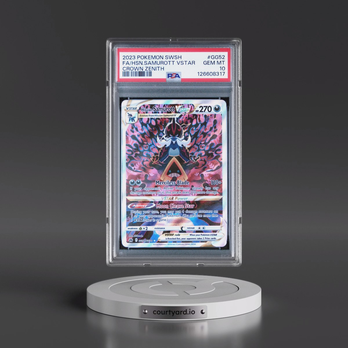 2023 Pokémon Sword and Shield Crown Zenith #GG52 Hisuian Samurott Vstar - Full Art (PSA 10 GEM MINT)