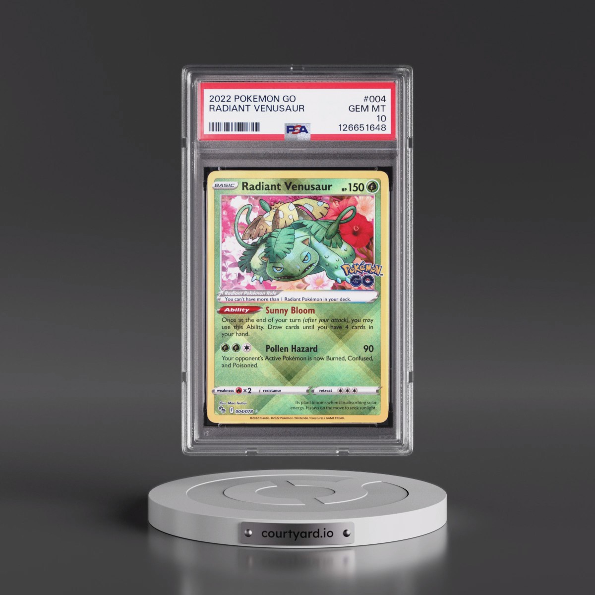 2022 Pokémon Go #004 Radiant Venusaur - Holo (PSA 10 GEM MINT)