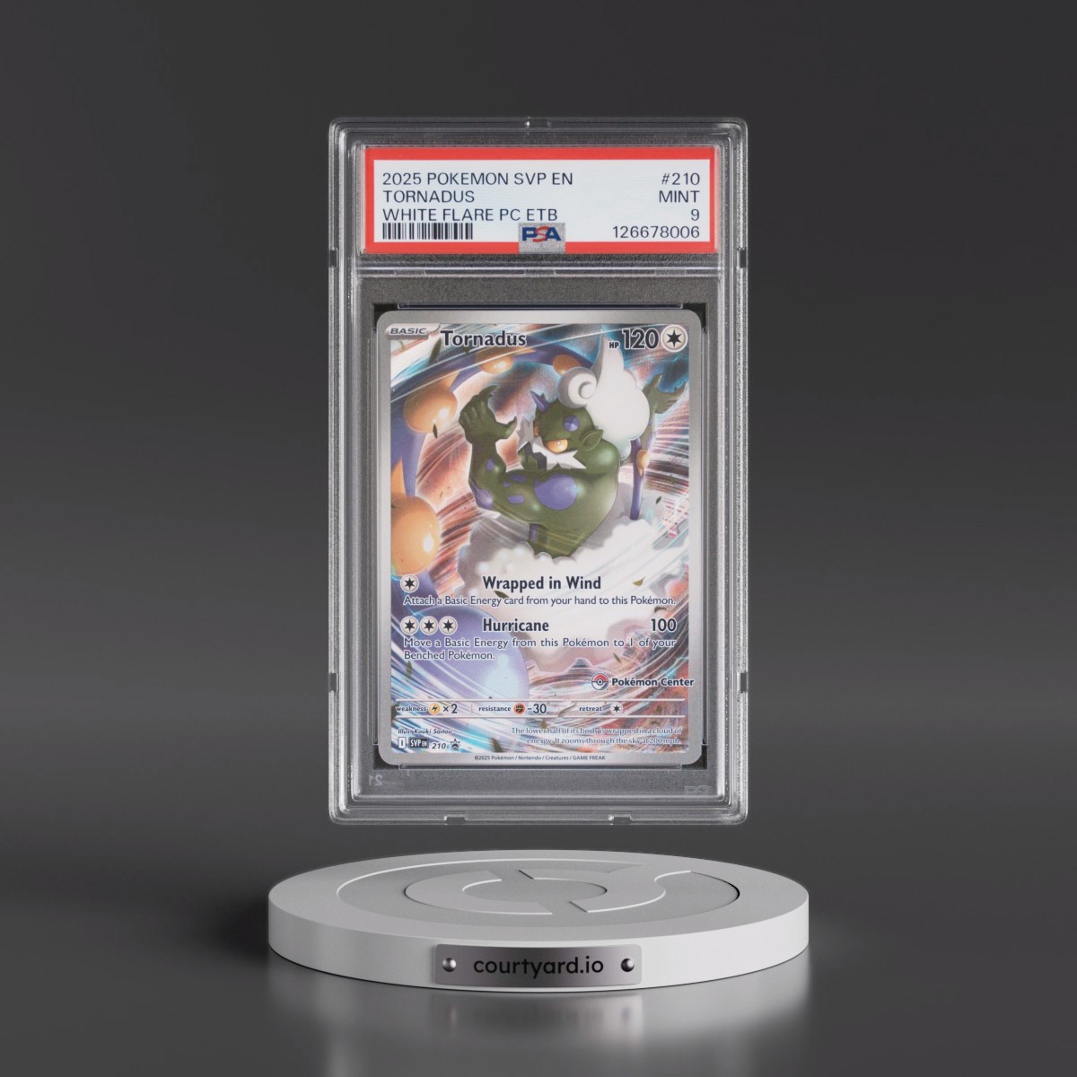 2025 Pokémon Svp EN-SV Black Star Promo #210 Tornadus - White Flare Pokemon Center Elite Trainer Box (PSA 9 MINT)