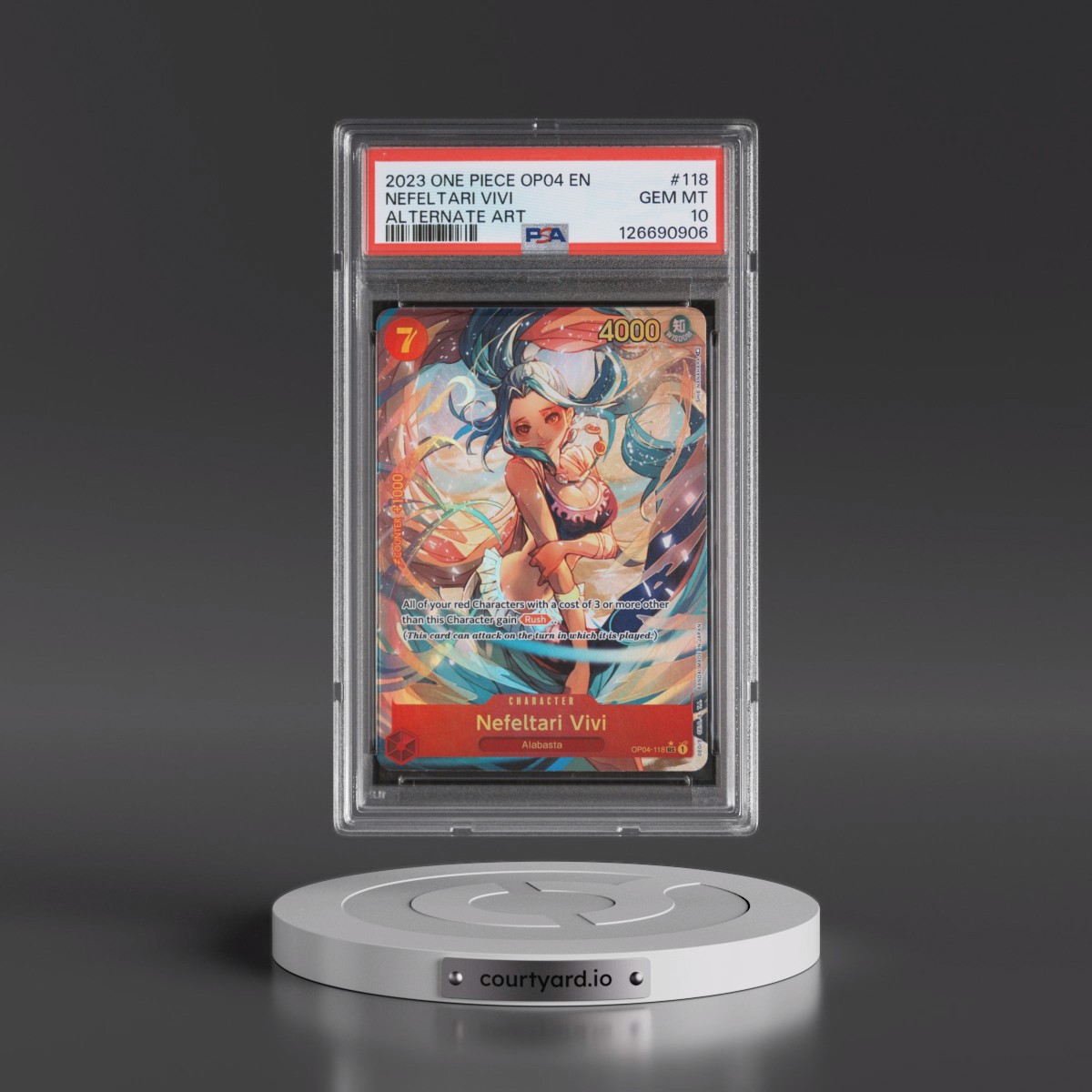 2023 One Piece OP04-Kingdoms of Intrigue #118 Nefeltari Vivi - Alternate Art (PSA 10 GEM MINT)