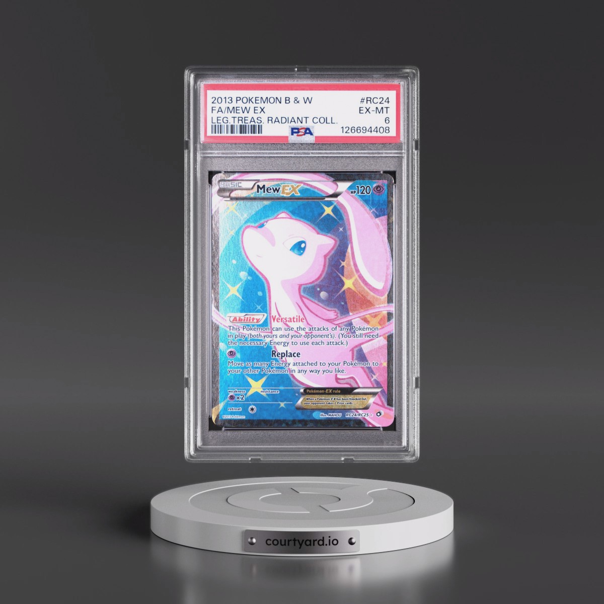2013 Pokémon Black & White Legendary Treasures Radiant Collection #RC24 Mew EX - Holo Full Art (PSA 6 EX-MT)