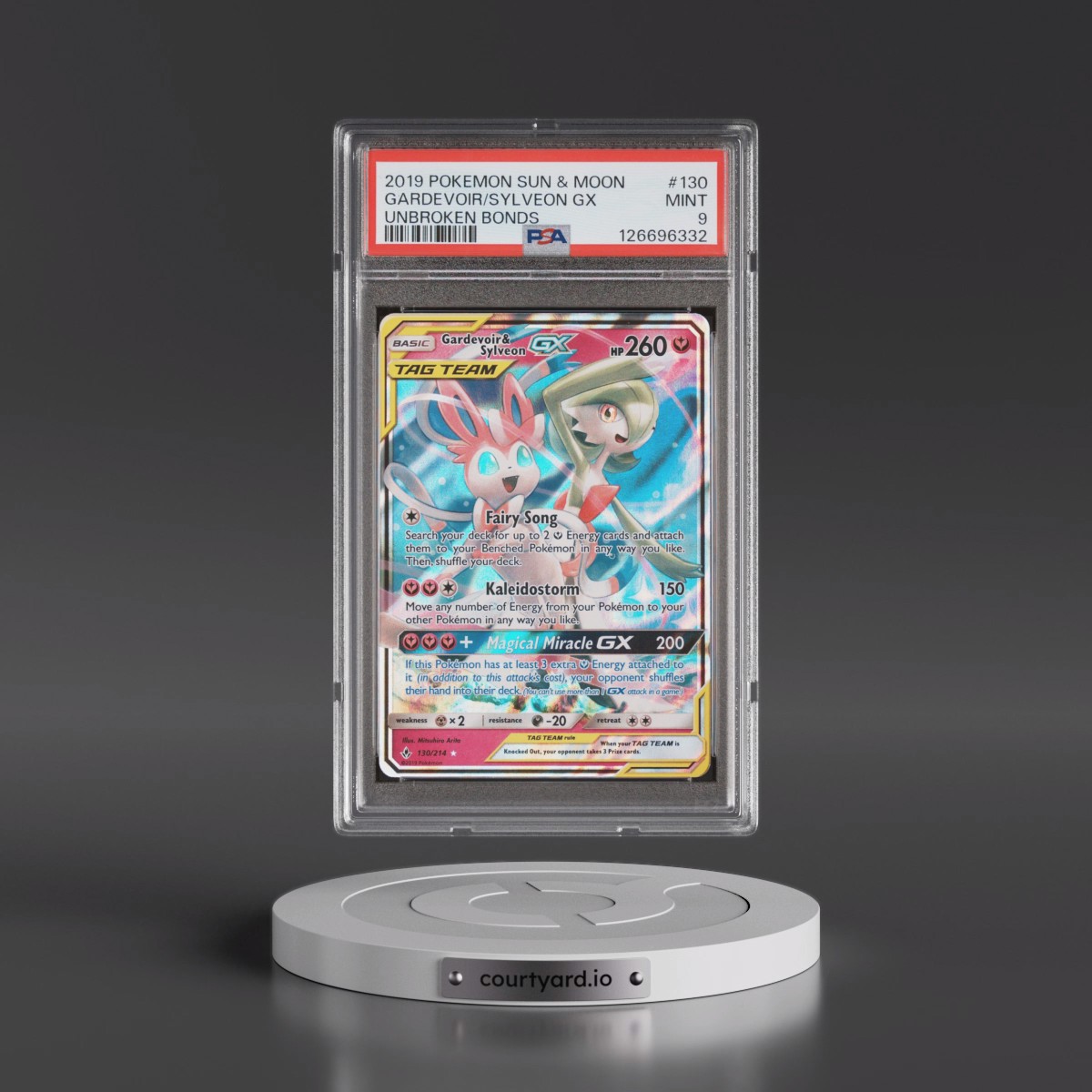 2019 Pokémon Sun & Moon Unbroken Bonds #130 Gardevoir & Sylveon GX - Holo (PSA 9 MINT)