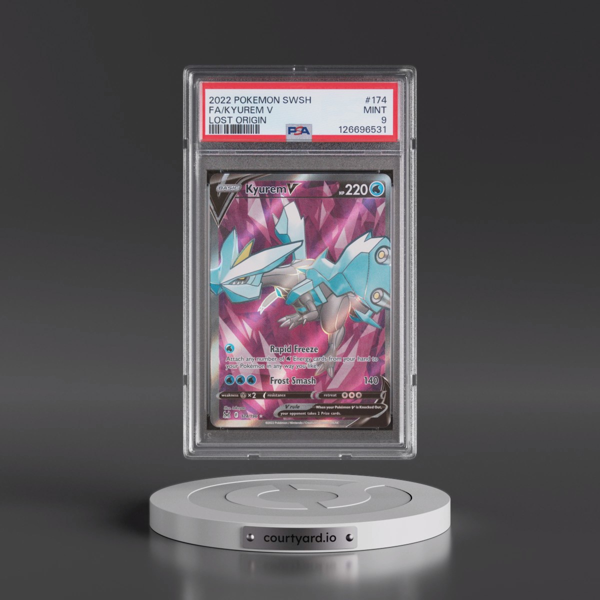 2022 Pokémon Sword & Shield Lost Origin #174 Kyurem V - Holo Full Art (PSA 9 MINT)