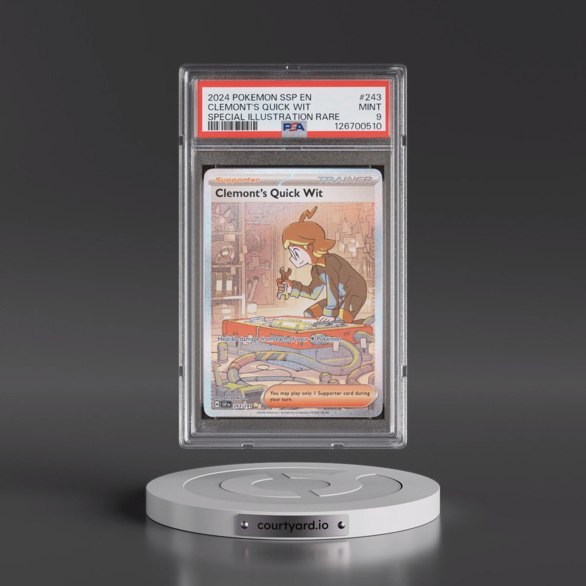2024 Pokémon Ssp EN-Surging Sparks #243 Clemont's Quick Wit - Special Illustration Rare (PSA 9 MINT)