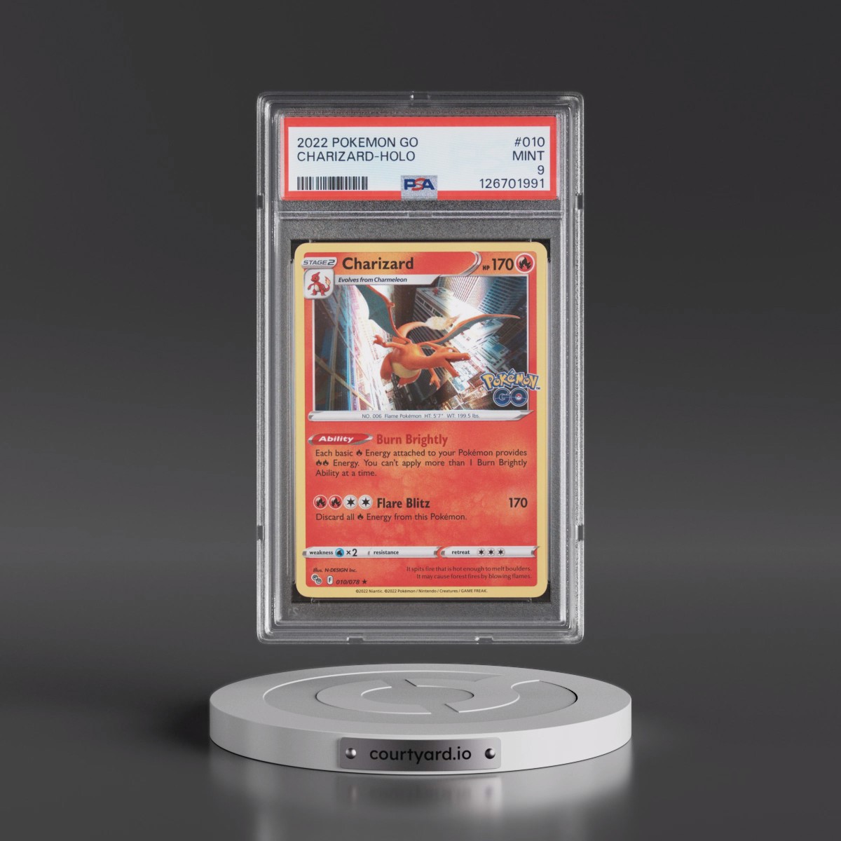 2022 Pokémon Go #010 Charizard - Holo (PSA 9 MINT)