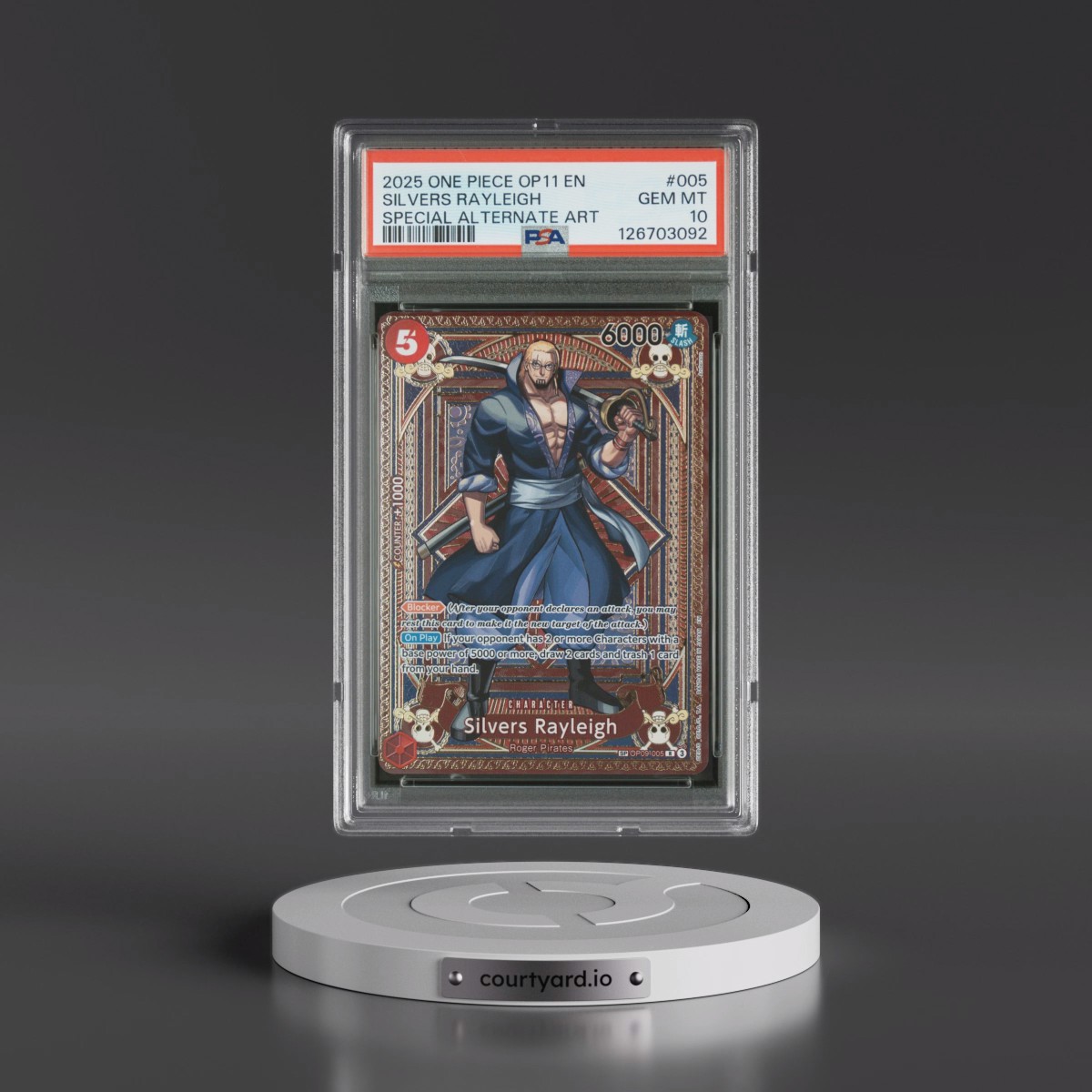 2025 One Piece OP11-A Fist of Divine Speed #005 Silvers Rayleigh - Special Alternate Art (PSA 10 GEM MINT)