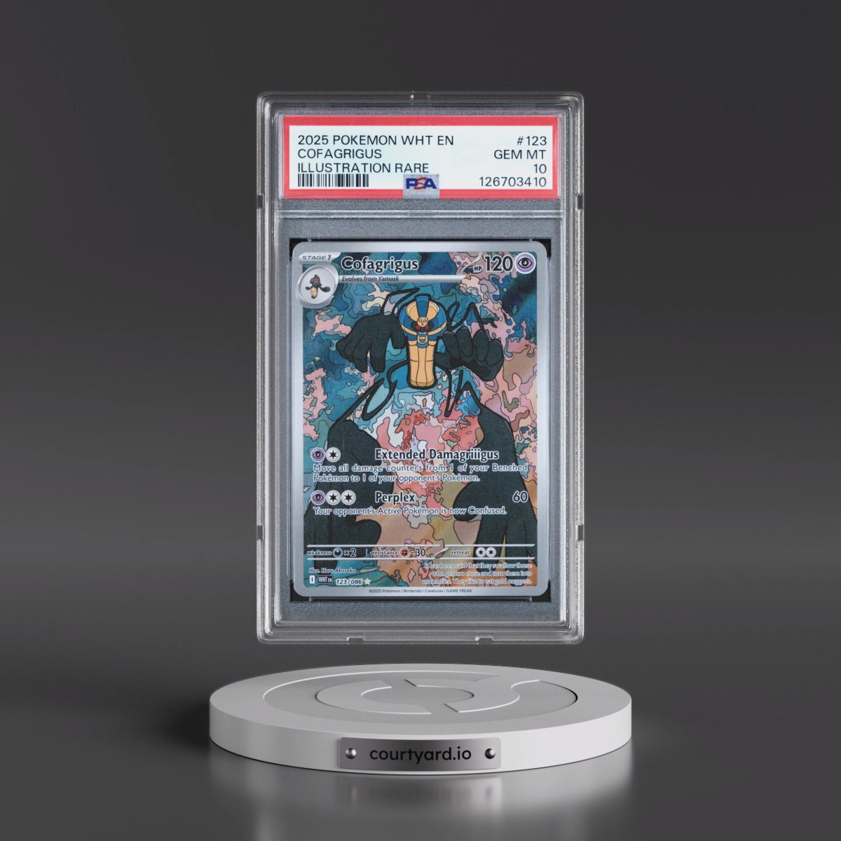 2025 Pokémon Wht EN-White Flare #123 Cofagrigus - Illustration Rare (PSA 10 GEM MINT)