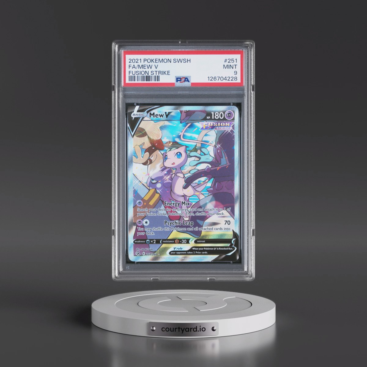 2021 Pokémon Sword & Shield Fusion Strike #251 Mew V - Holo Full Art (PSA 9 MINT)