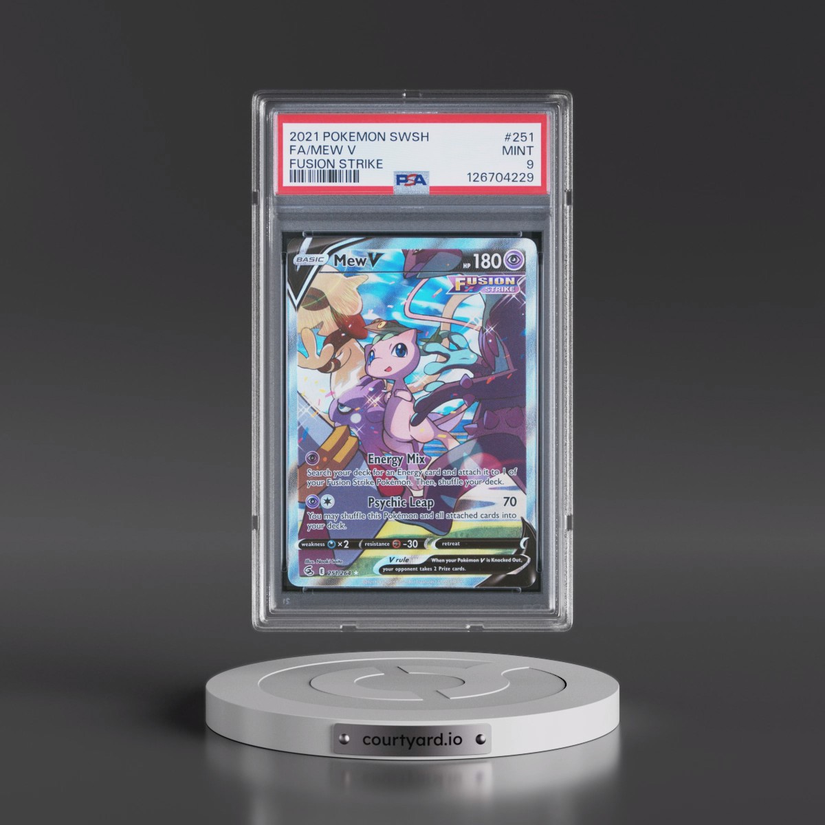 2021 Pokémon Sword & Shield Fusion Strike #251 Mew V - Holo Full Art (PSA 9 MINT)