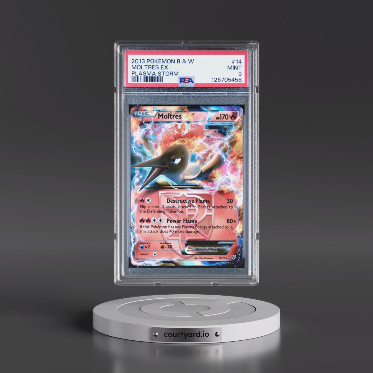 2013 Pokémon Black & White Plasma Storm #14 Moltres EX - Holo (PSA 9 MINT)