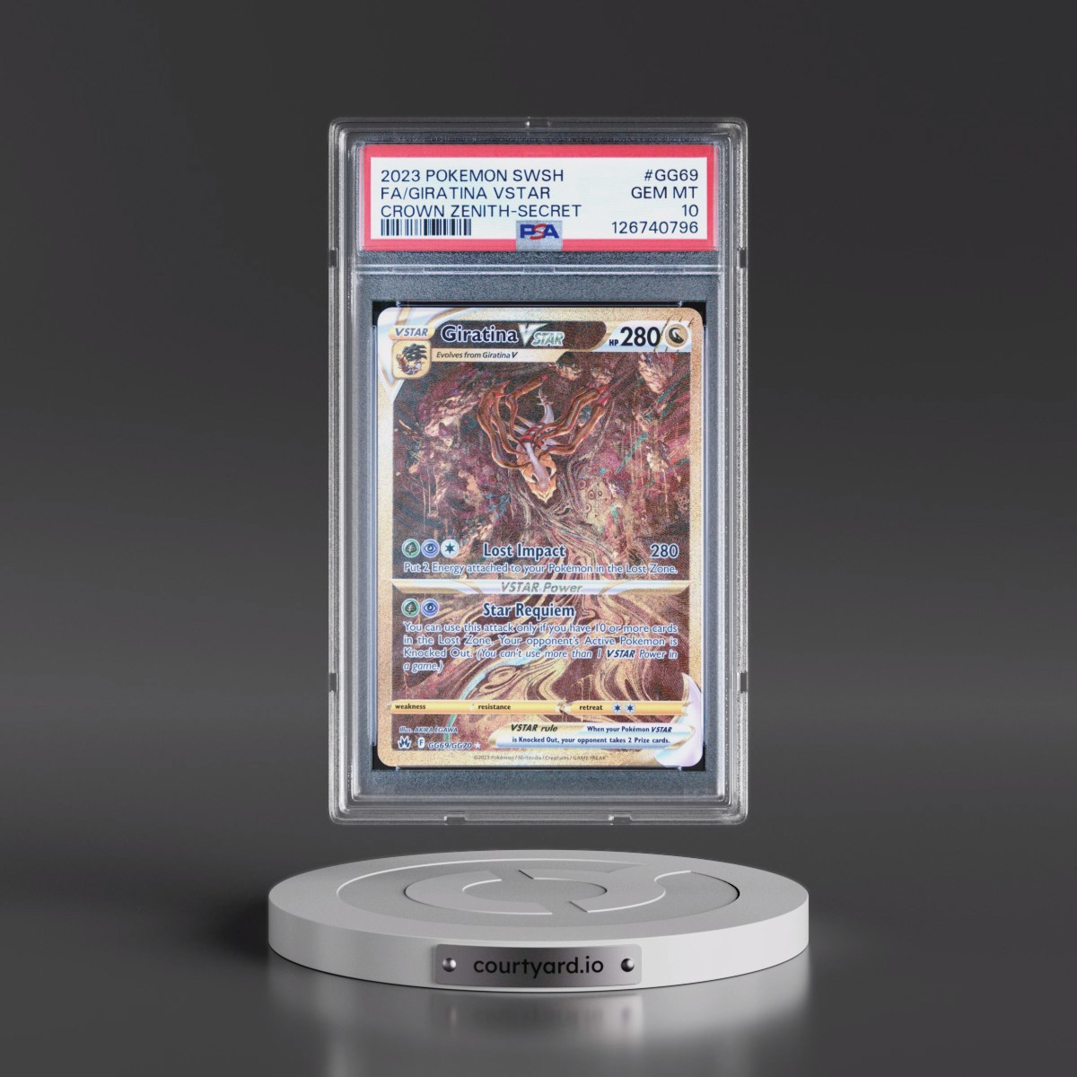 2023 Pokémon Sword and Shield Crown Zenith #GG69 Giratina Vstar - Full Art Secret (PSA 10 GEM MINT)