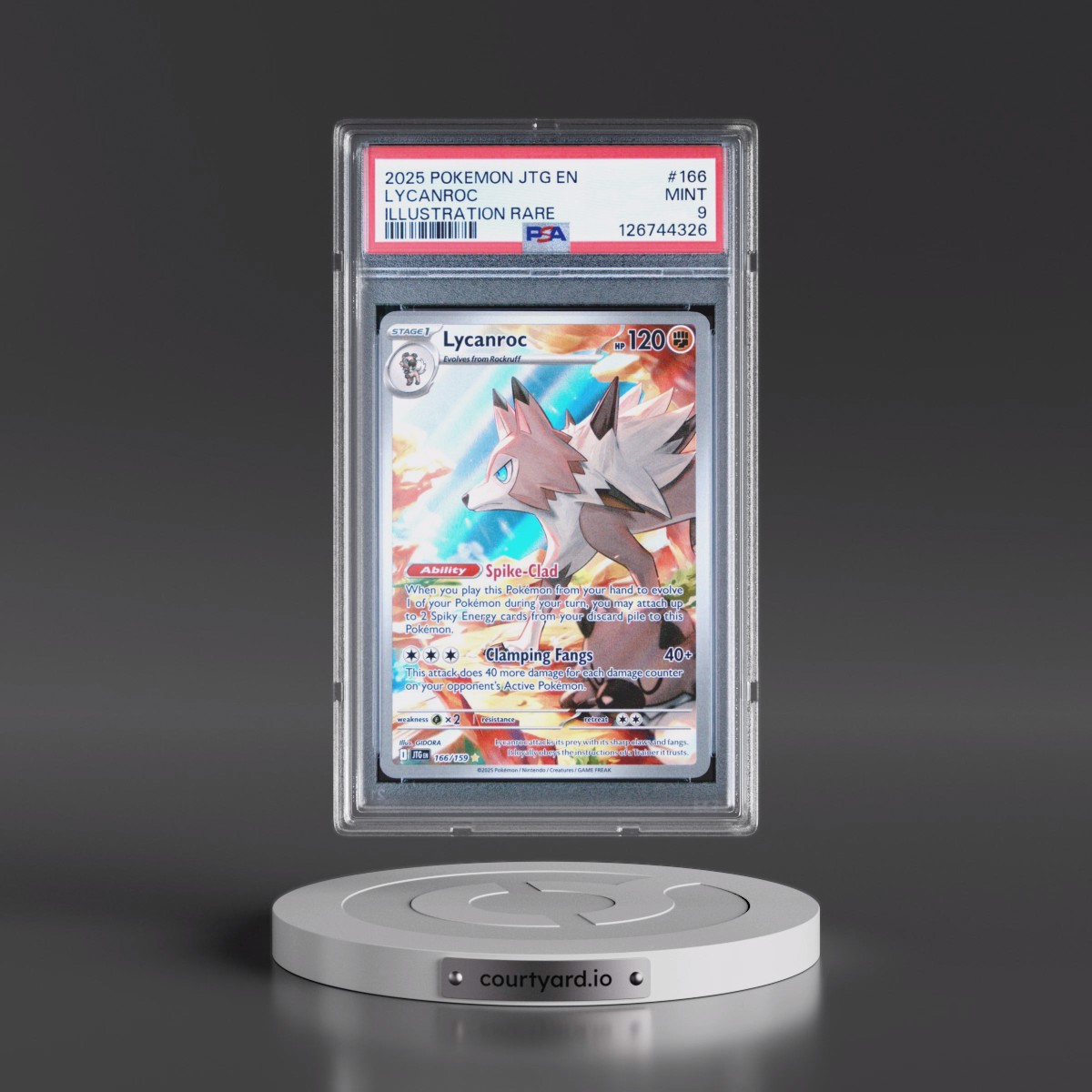 2025 Pokémon Jtg EN-Journey Together #166 Lycanroc - Illustration Rare (PSA 9 MINT)