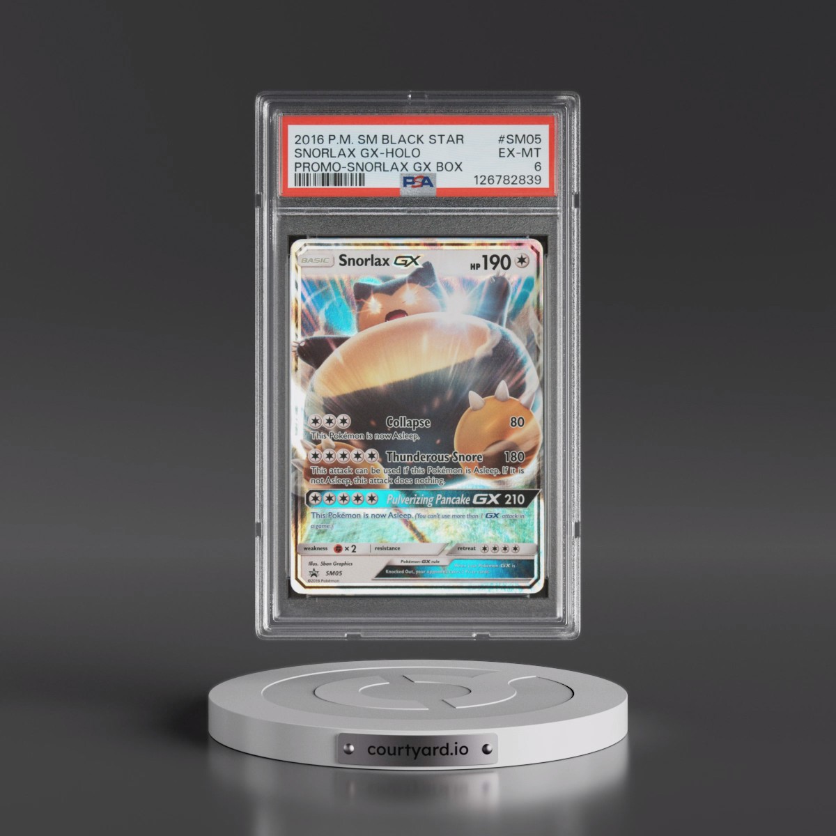 2016 Pokémon SM Black Star Promo #SM05 Snorlax GX - Holo Holo Snorlax GX Box (PSA 6 EX-MT)