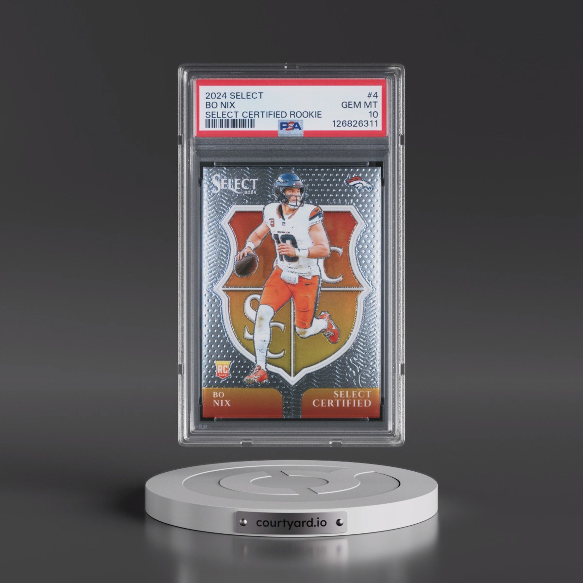 2024 Panini Select Select Certified Rookies #4 Bo Nix (PSA 10 GEM MINT)